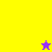 A static pixel art icon with a yellow upper-left section, purple lower-left section, and brown right section. Two star-shaped figures appear in the left sections: one purple at top-right of yellow area, one yellow at bottom-left of purple area.