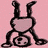 A cartoon character in a handstand pose with heart-shaped head, holding a circular object on pink, cyan, purple, and gray backgrounds.