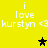 Yellow background with white text reading "i love kurstyn <3" and two star icons, one black and one brown.