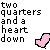 A 50x50 pixel animated buddy icon showing text and pink heart shapes in a contact sheet layout with two frames.