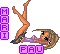 Pixel art of a woman lying on her back with legs raised, wearing high heels and purple clothing, next to vertical 'MARI' text and horizontal 'PAU' text.