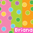 Pixelated static image with three vertical color bands—pink, green, and orange—each containing circular dots of various colors.