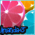 Pixelated icon features large pink heart with white highlights, blue text reading 'Amanda' below, and background of orange-yellow sun and turquoise water.