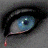 Six variations of a stylized eye with black eyeliner and colored tears, arranged in two on a gray background