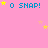 Pink background with repeated 'O SNAP!' text in blue, scattered yellow and light pink stars.