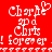 Red background with white pixelated text reading "Charlie and Chris ! forever" where the 'i' in Charlie is replaced by a heart symbol.
