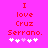 A bright pink background displays red pixelated text reading "I love Cruz Serrano." with five white and light purple heart symbols below, showing animation changes in the hearts' positions.