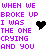 Pixelated text in purple on white background with black heart icons, arranged across three
