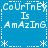 Blue background with white pixelated text and decorative elements arranged in a pattern