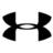 Black Under Armour logo on white background, featuring two symmetrical curved shapes connected by a horizontal bar.