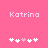 Pixelated pink background with white text 'Katrina' and five heart symbols below, where the third heart is light pink in one view.