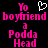 Pixelated text in bright pink and white on black background, with a heart symbol above the word 'boyfriend'.