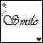 A 6-frame animated contact sheet showing a pixel-art icon with 'Smile' text and heart symbols transitioning through color variations from black to pink.