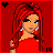 A 4x3 contact sheet of pixel art frames showing a red-haired cartoon woman in various poses and text fragments on a solid red background with black heart icons at corners.