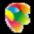 A colorful, pixelated circular icon with rainbow segments and a pink border rotates clockwise on a black background.