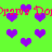 Green background with purple heart shapes and red text repeating 'Dopam' across the image.