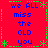 Red background with blue text reading "we ALL miss the OLD you" in four quadrants, bordered by green asterisks and dashed lines.