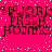 A bright pink background with white pixelated dots and repeated dark brown text reading "MAJORLIA FRESH HUJH32" in a pattern