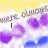 Animated sequence of purple and blue heart shapes with white sparkles on a yellow background, displaying changing text labels above each frame.