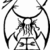 Black-and-white animated icon with circular top border, symmetrical design featuring central text and wing-like shapes on sides.