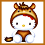 Hello Kitty character in horse costume with brown and white colors, holding a small bowl, displayed across four