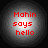 Four circular icons display red text 'Mahin says hello' on a gray gradient background with varying brightness levels.