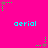 A bright pink background features repeated cyan text 'aerial' and green star-shaped animations with trailing dots.