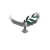 Animated sequence of a gray bird with green leaves in its beak, showing wing and tail motion