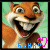 Animated cartoon squirrel with wide eyes and open mouth, wearing brown clothing against light green background.
