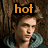 six showing a person with brown hair and a gray-collared garment, with overlaid text in various colors and styles