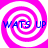 Four identical display pink and white spiral patterns with blue text reading 'WATS UP' over each spiral