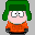 Pixelated character with green hair and orange shirt in multiple expressions across a
