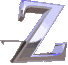 Nine identical metallic Z-shaped icons arranged in a on a light gray background, each with a reflective silver surface and blue highlights