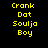 Yellow pixelated text 'Crank', 'Dot', 'Soulja', and 'Boy' arranged in a on black background with blue highlight rectangles shifting