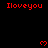Red pixelated text "Iloveyou" and heart symbols on a black background with a gray corner overlay.
