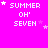Bright pink background with white pixelated text 'SUMMER OH' SEVEN' and scattered white stars, some stars animate to different positions across frames.