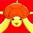 A 48x48 pixel animated contact sheet showing two frames of a Love Hina character icon with red background and black text panel.