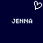Pixelated white heart symbol above two instances of the name JENNA in blocky text on a dark blue background.