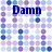 Pixelated blue text on a pastel dot-patterned background with gray corner overlay.