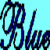 Blue cursive text reading "Blue Eyed Beauty" on a light blue background with partial gray overlay.