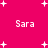 A static image with a bright pink background featuring scattered white plus signs and the repeated text 'Sara' in pixelated font.