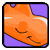 A 50x50 pixel animated buddy icon featuring an orange cartoon fish with purple accents, displaying a blinking animation across two frames.