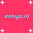 A static image with a bright pink background featuring scattered white star shapes and repeated cyan text reading "sonya.xo".