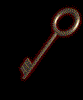 Animated sequence of metallic key icons rotating and changing orientation against a black background.