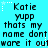 Static pixel art displays repeated text on a cyan background with white star accents.