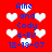 Red background with white heart shapes and blue text reading "Allie and Cody 4-EV 12-13-07" in two vertical