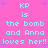 Pixelated text on a pink background with purple stars, repeating 'KP is the bomb and Anna loves her!!' in cyan letters.