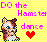 Pixel art icon with yellow checkered background, pink text reading 'DO the Hamster dance', a pixelated hamster, and red heart symbol.