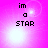 Pixelated text 'im a STAR' on pink background with shifting light effects across four