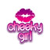 Pixelated icon of a stylized figure with a large pink mouth, arms raised in a thumbs-up gesture, and a pink gradient body against a white background.